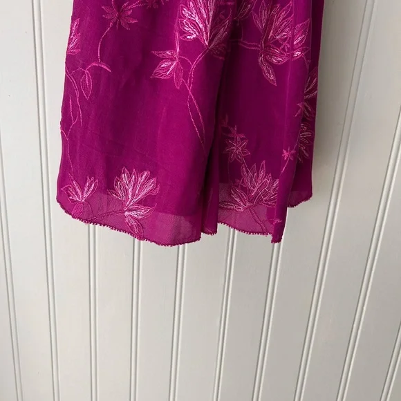 🌺 Cleobella Anthropologie Size XS Magenta Pink Floral Wrap Mini Dress - Picture 10 of 12